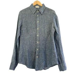 CP Shades SHIRT Linen Button Front Stripe Shirt Size S Coastal Grandmother Beach